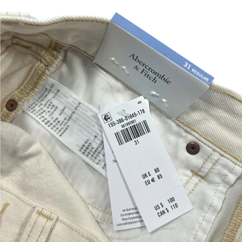 Abercrombie & Fitch Women’s Size 31 Regular Mid Rise Slouchy Jean White NWT - Picture 5 of 5